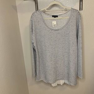 Lane Bryant B&White Striped Hi/Lo Pleated Back Panel Blouse Plus Size 18/20 NWT